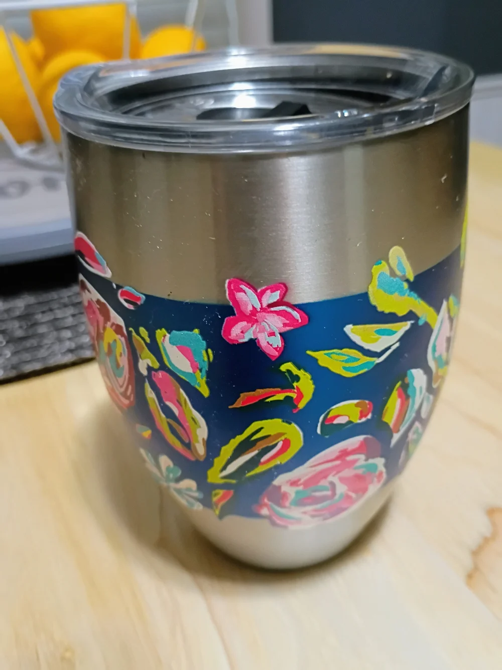 TERVIS Stainless Steel Floral Insulated Tumbler - Blue Pink Floral Accent
